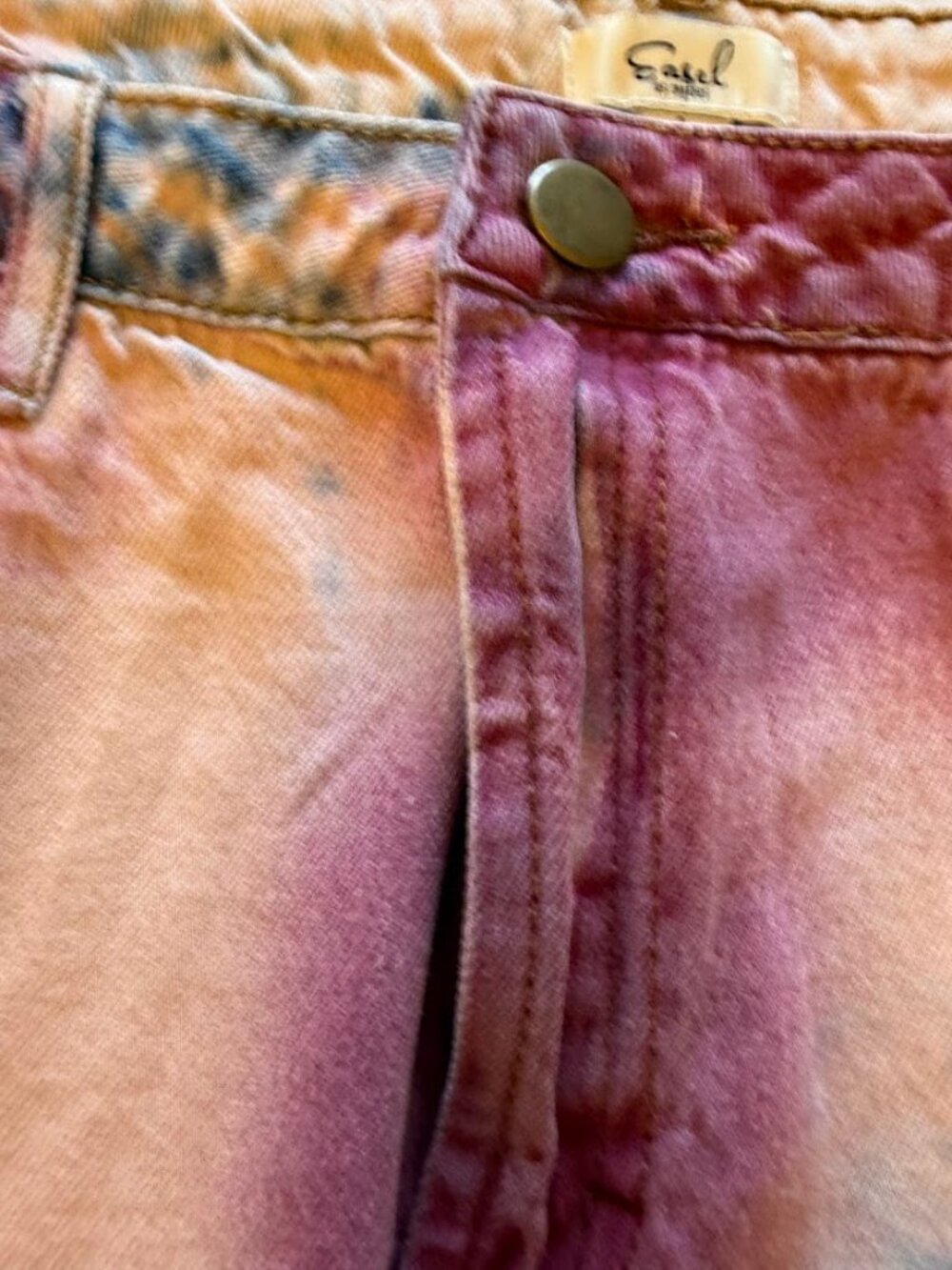 Easel Los Angeles Tie Dye Denim Skirt Frayed Hem Festival Muse Midi Sz L - Picture 2 of 5